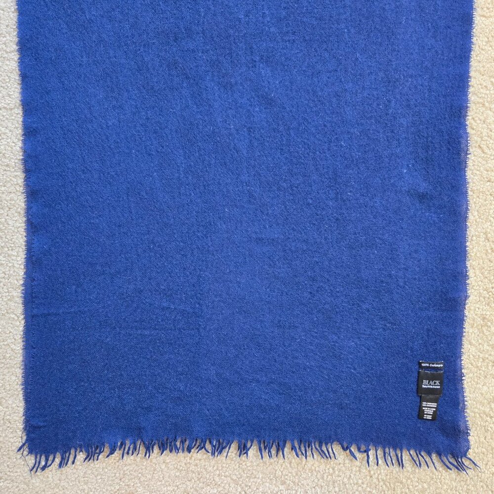 Black Saks Fifth Avenue Woven Cashmere Scarf Blue - Picture 7 of 15